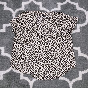 Torrid Leopard Print Georgette Cage Front Blouse